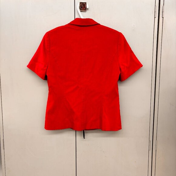 Simply Manakin Red Button Down Pocket Details Lined Short Sleeve Blazer Sz 8 - Picture 3 of 9